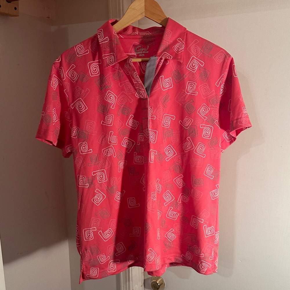 Vibrant Coral Men's Casual Shirt with Swirl Design